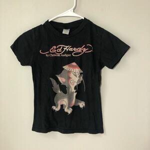 Ed Hardy by Christian Audigier kids black tshirt size 10 graphic art streetwear